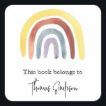 Rainbow - baby shower bookplate<br><div class="desc">Gender Neutral boho watercolor rainbow baby shower. Matching items available.</div>