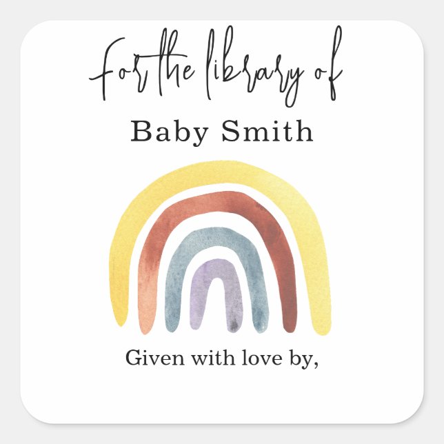 Rainbow - baby shower bookplate (Front)