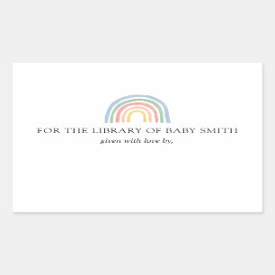 Rainbow Baby Shower Bookplate Sticker