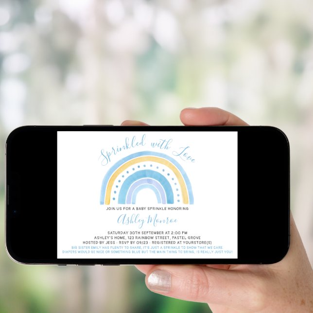 Rainbow Baby Shower Boy Baby Sprinkle Invitation (Front Digital)
