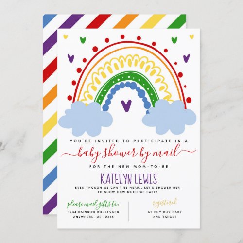 Rainbow Baby Shower by Mail Invitation