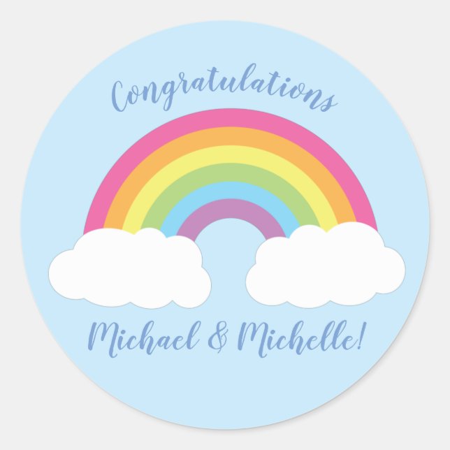 Rainbow Baby Shower  Classic Round Sticker (Front)
