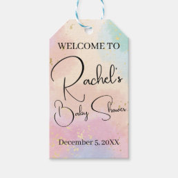 Rainbow Baby Shower Colorful Watercolor Custom Gift Tags