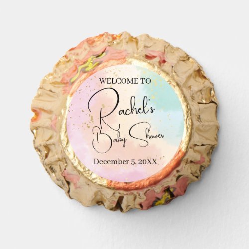 Rainbow Baby Shower Colorful Watercolor Custom Reeses Peanut Butter Cups