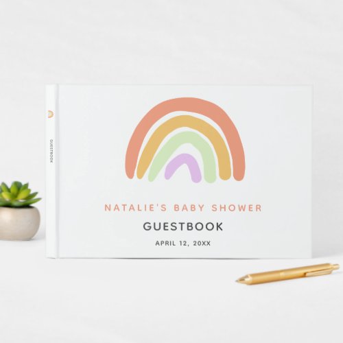 Rainbow Baby Shower Cute Custom Personalized  Guest Book