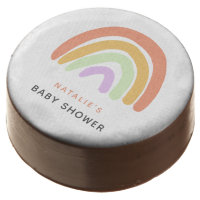 Rainbow Baby Shower Cute  Elegant Simple Peach Chocolate Covered Oreo