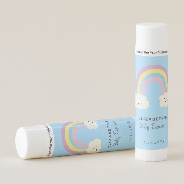 Rainbow Baby Shower Cute Kawaii Blue Boy Lip Balm (Front)