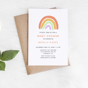 Rainbow Baby Shower Cute Minimalist Invitation