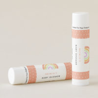 Rainbow Baby Shower Cute Peach Polka Dots Lip Balm