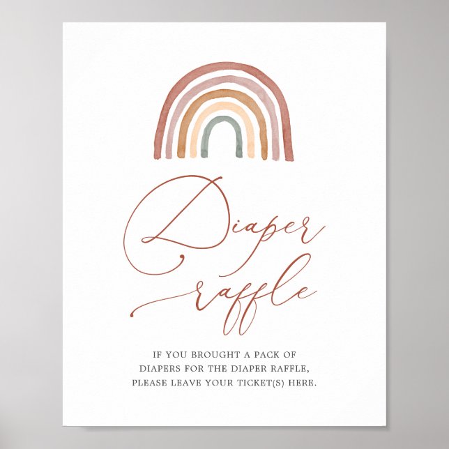 Rainbow Baby Shower Diaper Raffle Sign (Front)