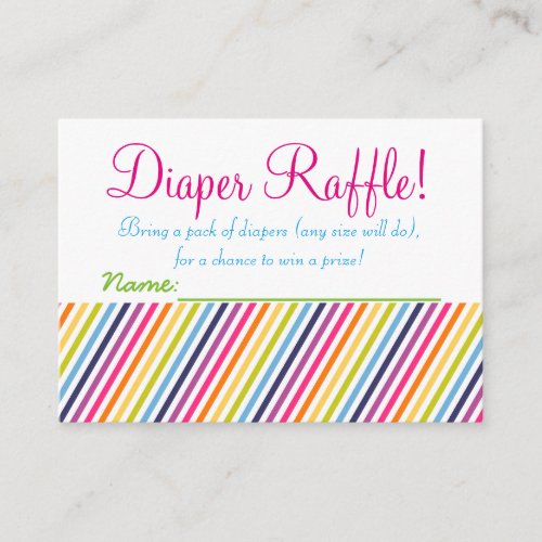 Rainbow Baby Shower Diaper Raffle Tickets Enclosure Card