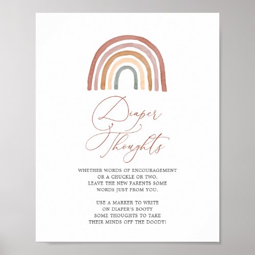 Rainbow Baby Shower Diaper Thoughts Sign