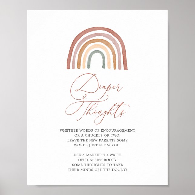 Rainbow Baby Shower Diaper Thoughts Sign (Front)