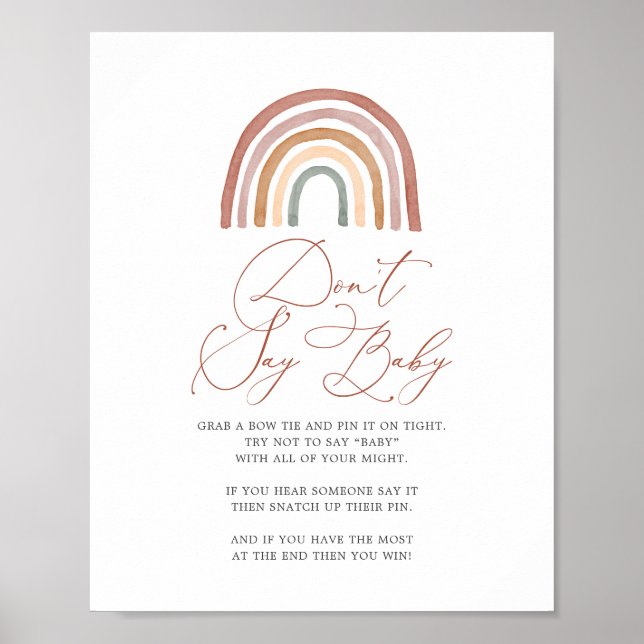 Rainbow Baby Shower Don't Say Baby Sign (Front)