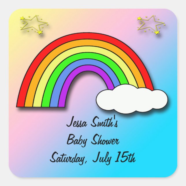 Rainbow Baby Shower Favor stickers (Front)
