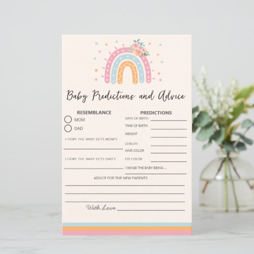 Rainbow Baby Shower Game Baby Predictions