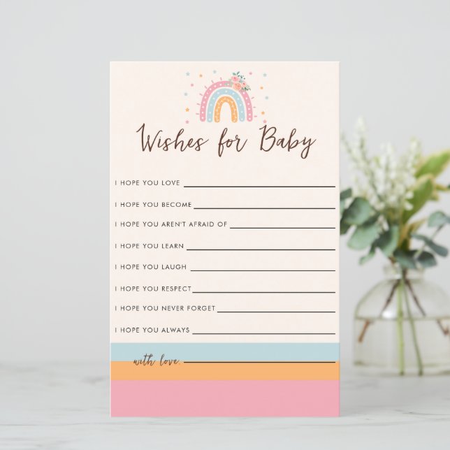 Rainbow Baby Shower Game Wishes for Baby (Standing Front)