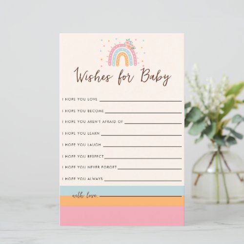 Rainbow Baby Shower Game Wishes for Baby