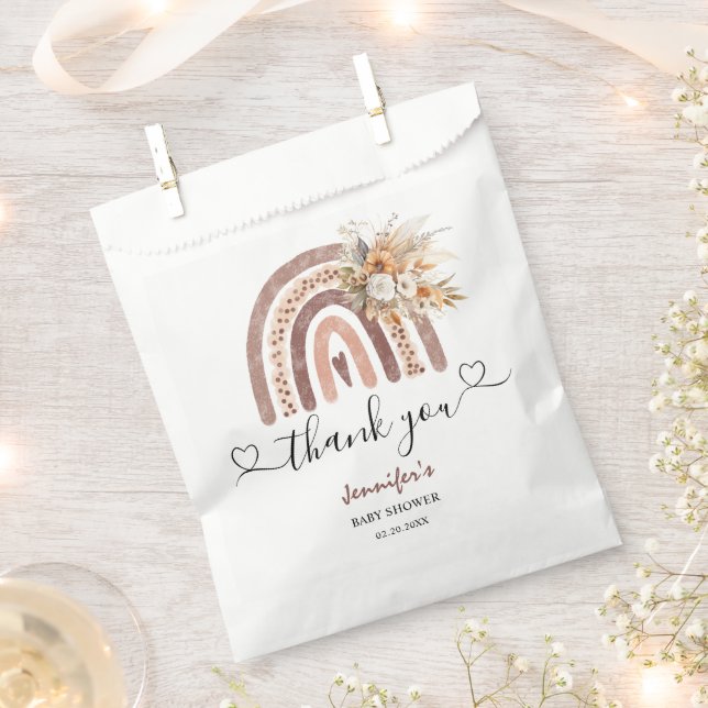 Rainbow Baby Shower Gender Neutral Boho Favor Bag (Clipped)