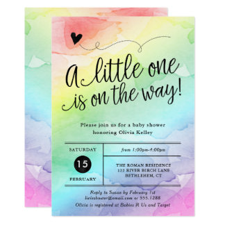 Rainbow Baby Shower, Gender Neutral Watercolor Card