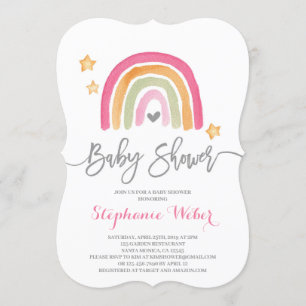 Rainbow baby shower girl invitation