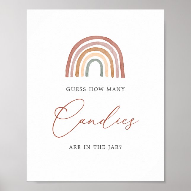 Rainbow Baby Shower Guess How Many Candies Sign (Front)