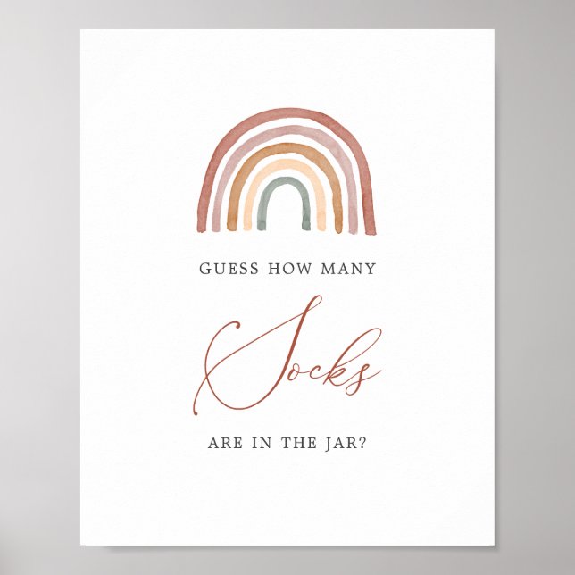 Rainbow Baby Shower Guess How Many Socks Sign (Front)