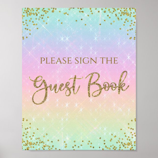 Rainbow Baby Shower Guest Book Table Sign (Front)