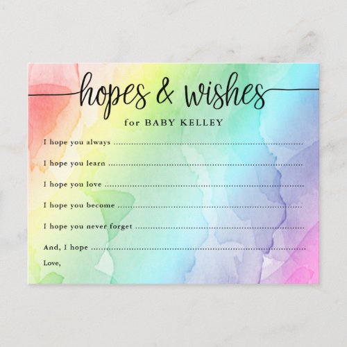 Rainbow Baby Shower Hopes  Wishes Card