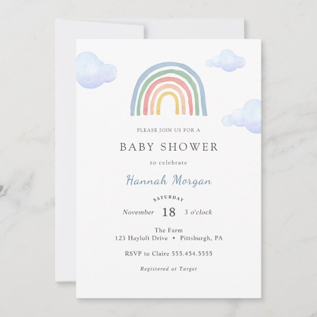 Rainbow Baby Shower invitation (Front)