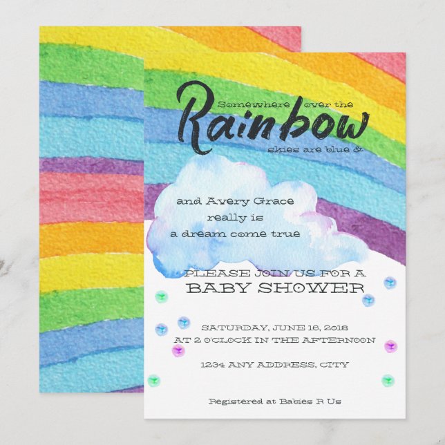 Rainbow Baby Shower Invitation (Front/Back)