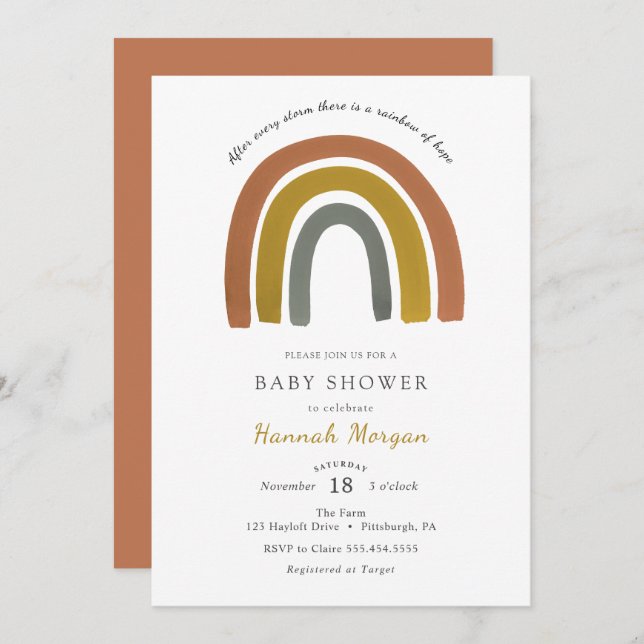 Rainbow Baby Shower invitation (Front/Back)