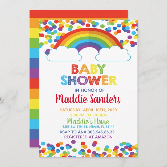 Rainbow Baby Shower Invitation (Front/Back)