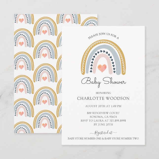 Rainbow Baby Shower Invitation (Front/Back)