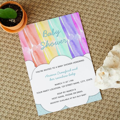 Rainbow Baby Shower Invitation