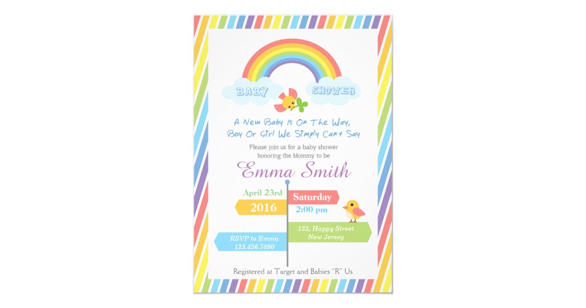 Rainbow Baby Shower Invitation