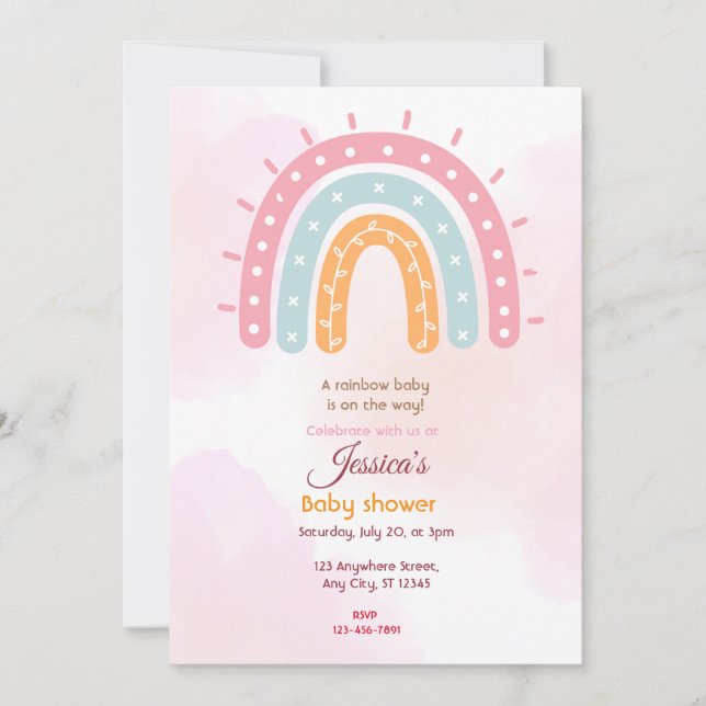 Rainbow Baby Shower Invitation (Front)