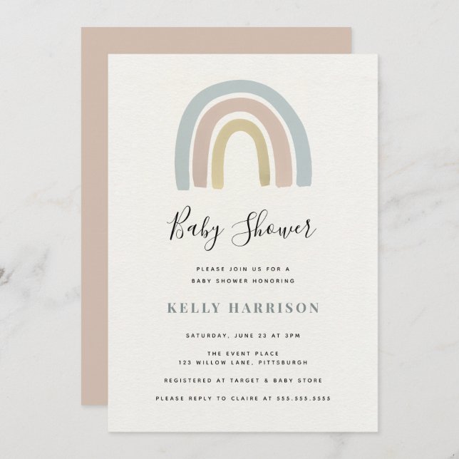 Rainbow Baby Shower Invitation (Front/Back)