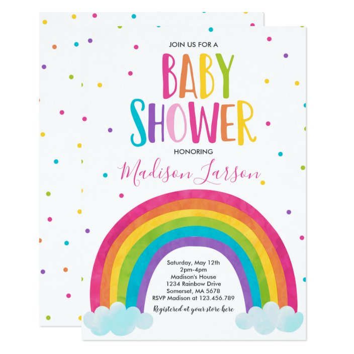 Rainbow Baby Shower Invitation Bright Rainbow Baby | Zazzle.com