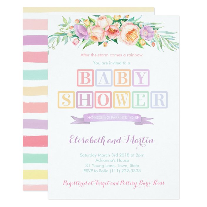 pastel baby shower invitations