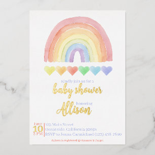 Rainbow Baby Shower invitation  Foil Invitation