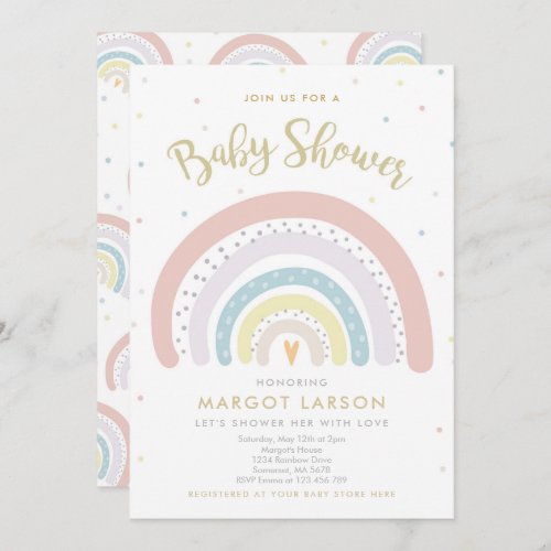 Rainbow Baby Shower Invitation Gender Neutral