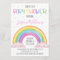 Rainbow Baby Shower Invitation, Girl Baby Shower Invitation