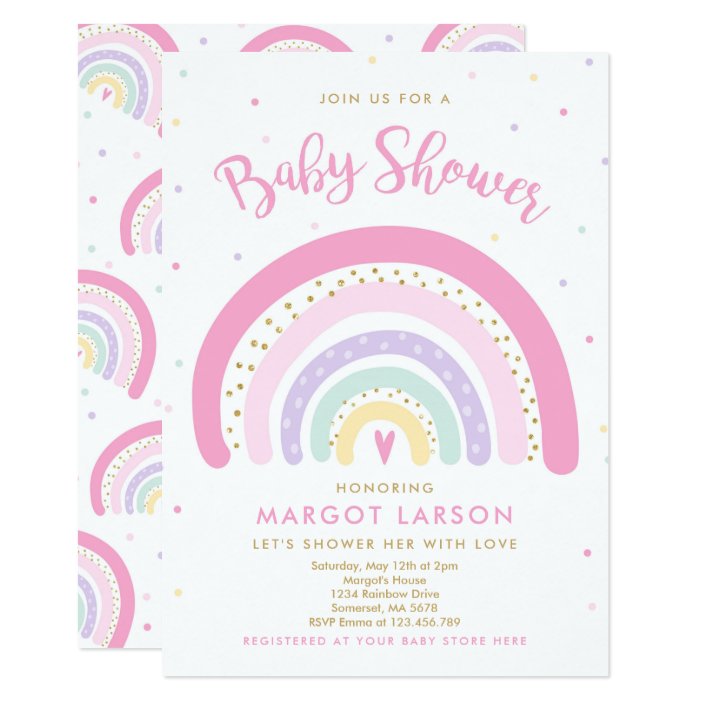 Rainbow Baby Shower Invitation Pastel Rainbow
