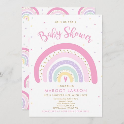 Rainbow Baby Shower Invitation Pastel Rainbow