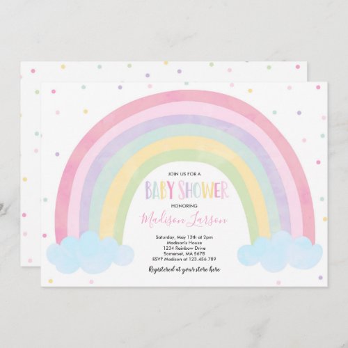 Rainbow Baby Shower Invitation Pastel Rainbow Baby