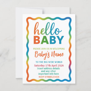Rainbow baby shower invitation personalized invite