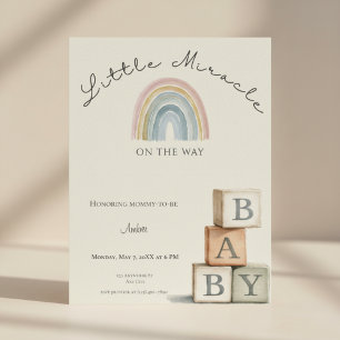 Rainbow Baby Shower Invite Boho Neutral