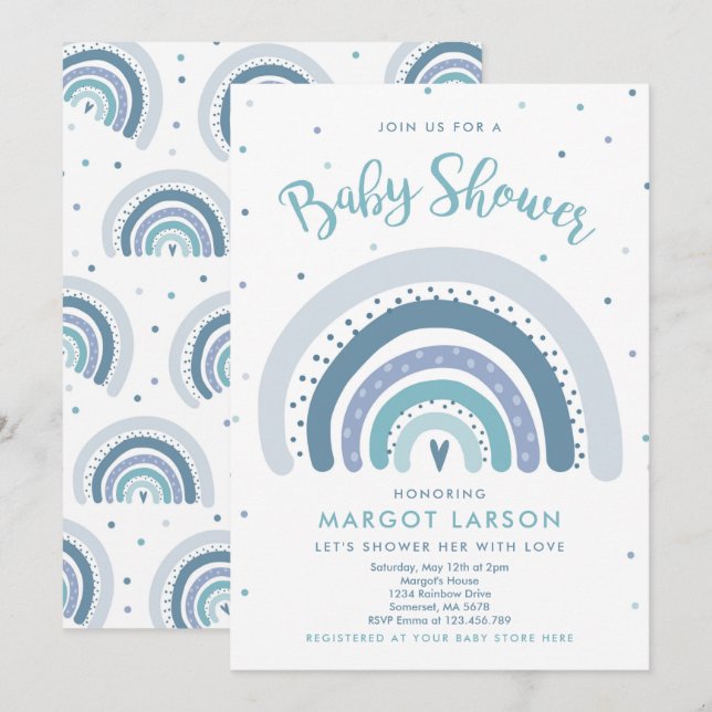Rainbow Baby Shower Invite Muted Pastel Rainbow (Front/Back)