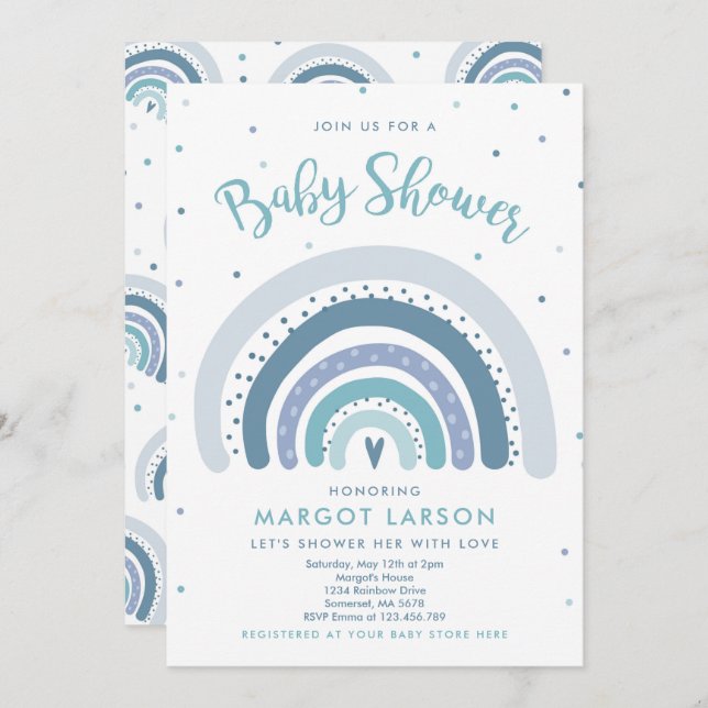 Rainbow Baby Shower Invite Muted Pastel Rainbow (Front/Back)